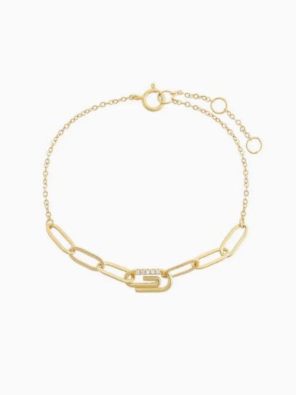 Adina‎ Eden Pavé Safety Pin Paperclip Bracelet in Gold